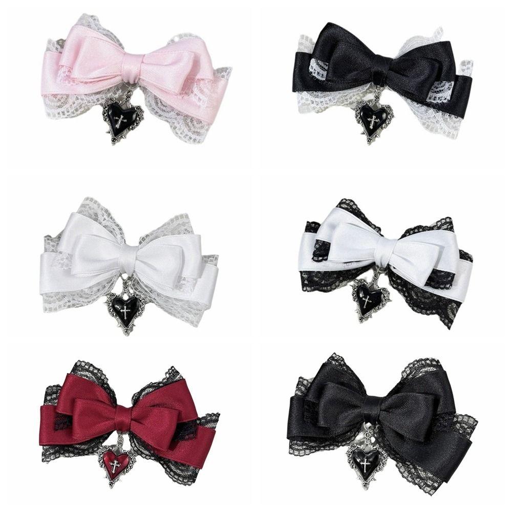 Ribbon Cute Duckbill Clip Gothic Hair Barrettes Sweet Bow Hair Clip Women