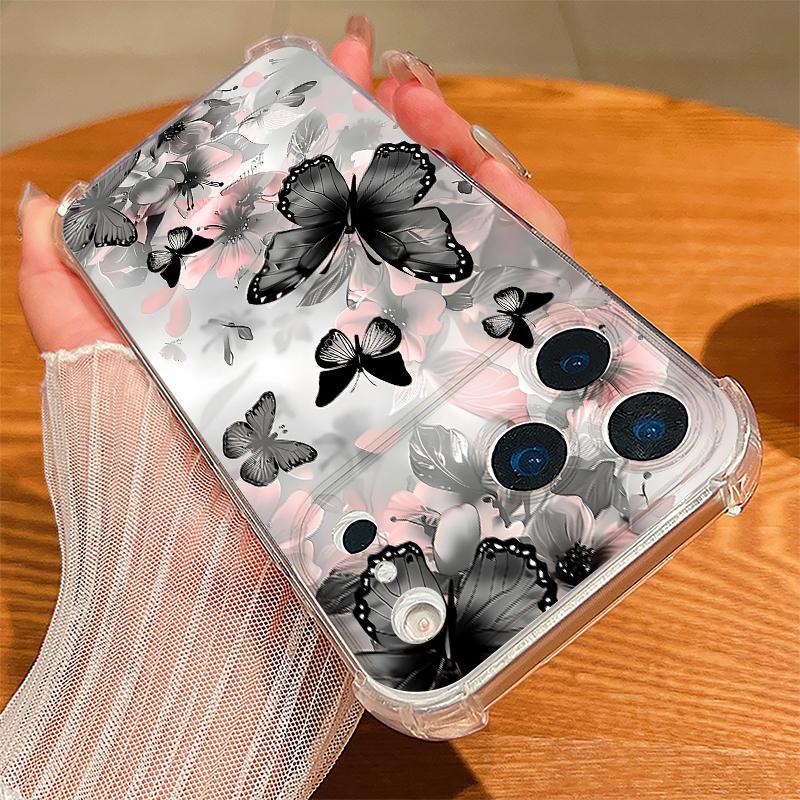 Многоцветный чехол с узором «Бабочка» для iPhone 17 Pro Max Coque iPhone 16 15 14 13 Pro Max 11 Ударопрочный прозрачный мягкий силиконовый чехол