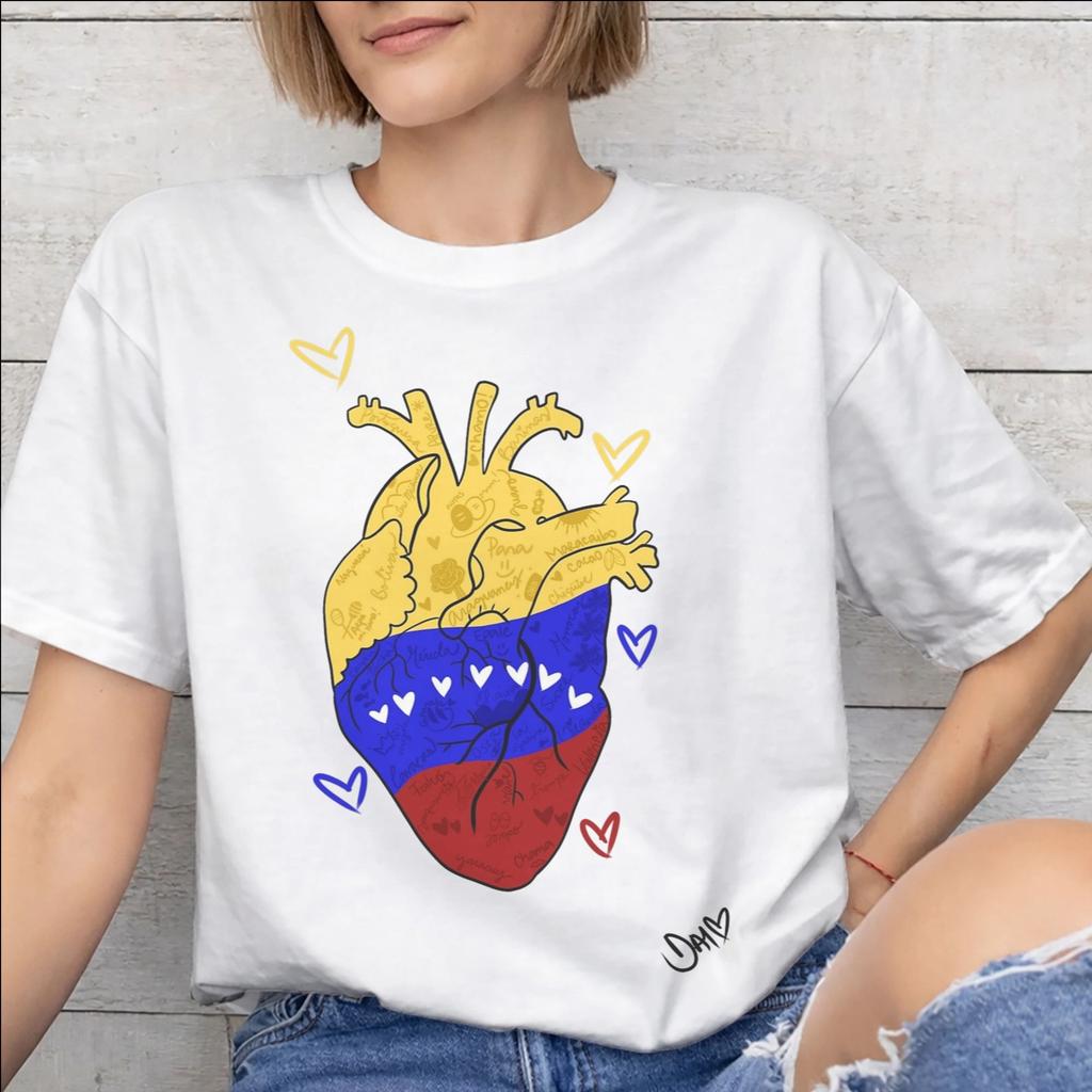 VZLA Heart Accessories Unisex Unisex T Shirts Pure Cotton Tee New Arrival Tshirt Clothes