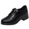 Women's Black Leather Work Shoes, Comfortable Soft Sole for Long Standing, Ideal for Spring and Autumn, Suitable for Middle-Aged and Elderly.