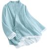 Women's Vintage Chinese Style Blouse Embroidered Loose Fit Asymmetrical Button Down Shirt Chic Spring Summer Top KK132