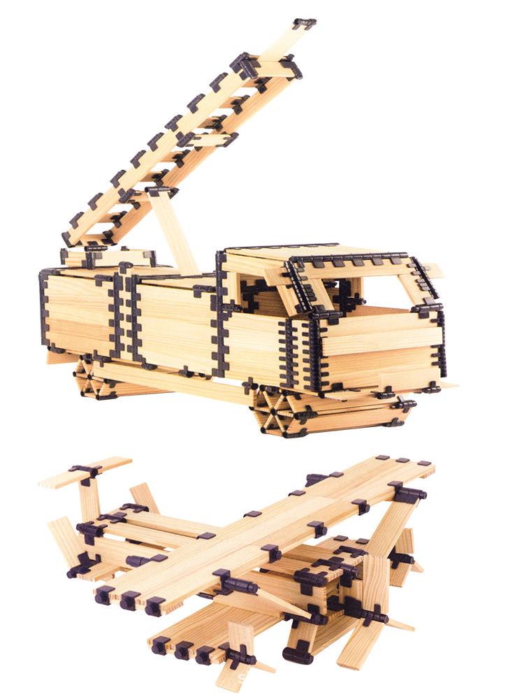 Kids' Master Architect Interlocking Wooden Building Blocks – Educational Assembly Toys for Kindergarten