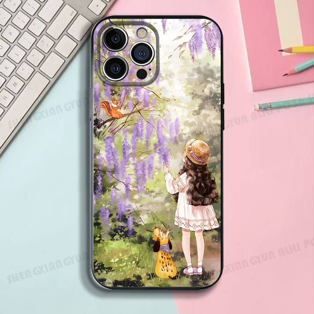 Иллюстрация из истории Черный чехол для телефона Для IPhone 17 16 15 14 13 12 13 12 11 Pro Max Plus XS XR Силиконовый мягкий чехол-накладка