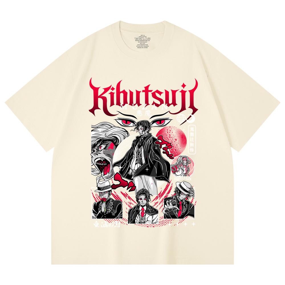 230 Gsm 100% Cotton Demon Slayer V34 Muzan Print Unisex Heavy Cotton T Shirt