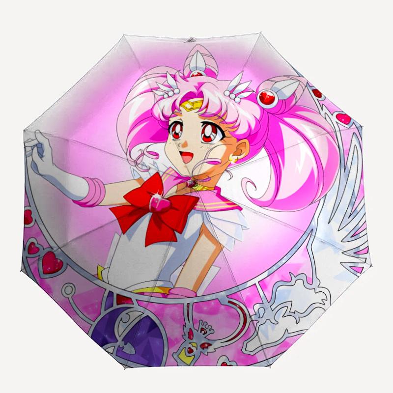 1pc Sailor Moon Automatic Folding Umbrella, Portable Collapsible Design, 8-Rib Iron Frame, , All-Season Casual Outdoor Accessory yy0901117