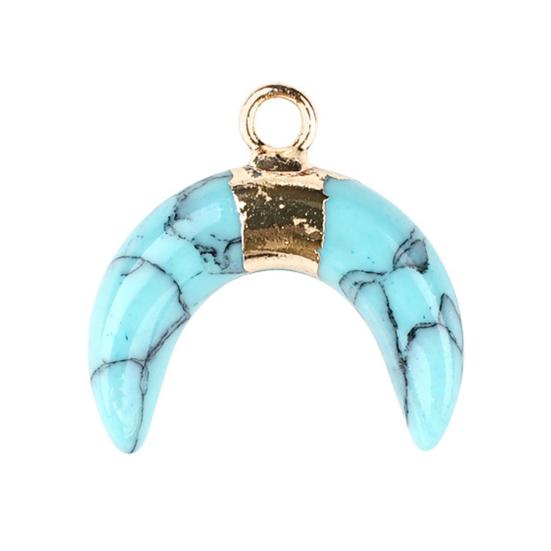 DIY Pendant Gold-Plated Edging Crescent Horn Design Natural Imitation Crystals Jade Necklace Bracelet Earrings Charm DIY Jewelry Making