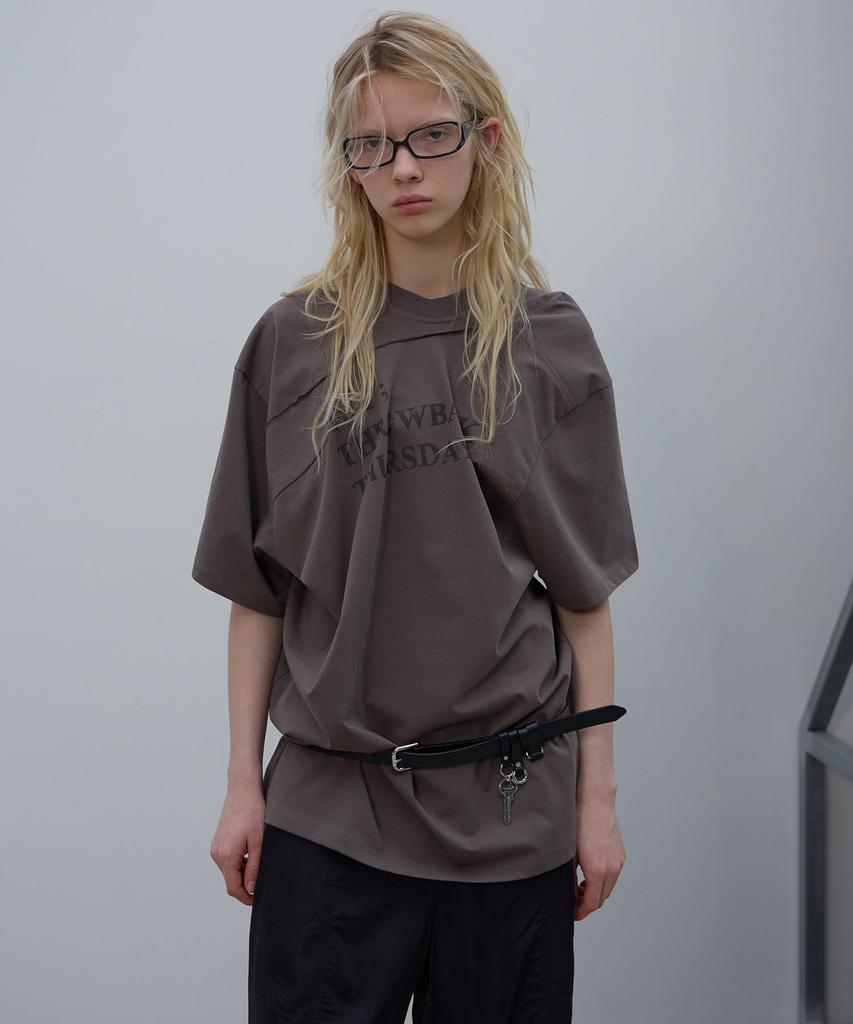LCDC™ Draped Lettering Print T-Shirt (Brown)