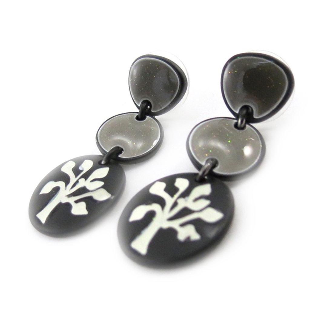 Les Trésors De Lily [J0472] - Дизайнерские серьги "Nomades" черно-серые