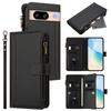 Кожаный чехол для Google Pixel 8, 9 отделений для карт, кошелек на молнии, подставка, чехол для телефона с ремешком на запястье