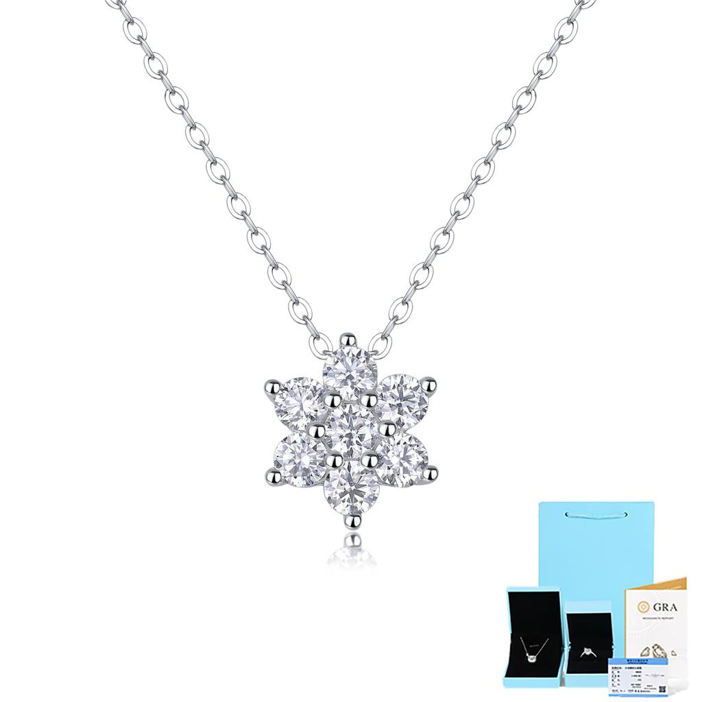 Trend 925 Silver Snowflake Necklace For Women Does Not Fade, Temperament Gives Gifts Moissanite High-End Collarbone Chain