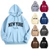 Свитшот Streetwear с принтом букв New York для мужчин Модная оверсайз одежда Личность Мягкий принт с буквами Повседневные худи