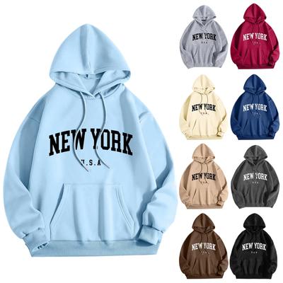 Свитшот Streetwear с принтом букв New York для мужчин Модная оверсайз одежда Личность Мягкий принт с буквами Повседневные худи