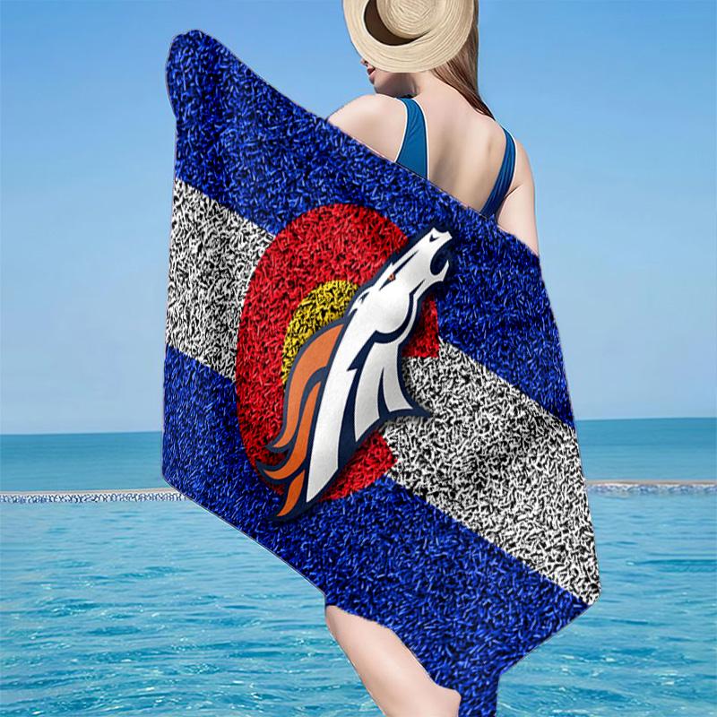 Denver Broncos Logo Microfiber Beach Towel, Lightweight And Quick-Dry, for Summer Travel, Beach Essential, Swimming Pool