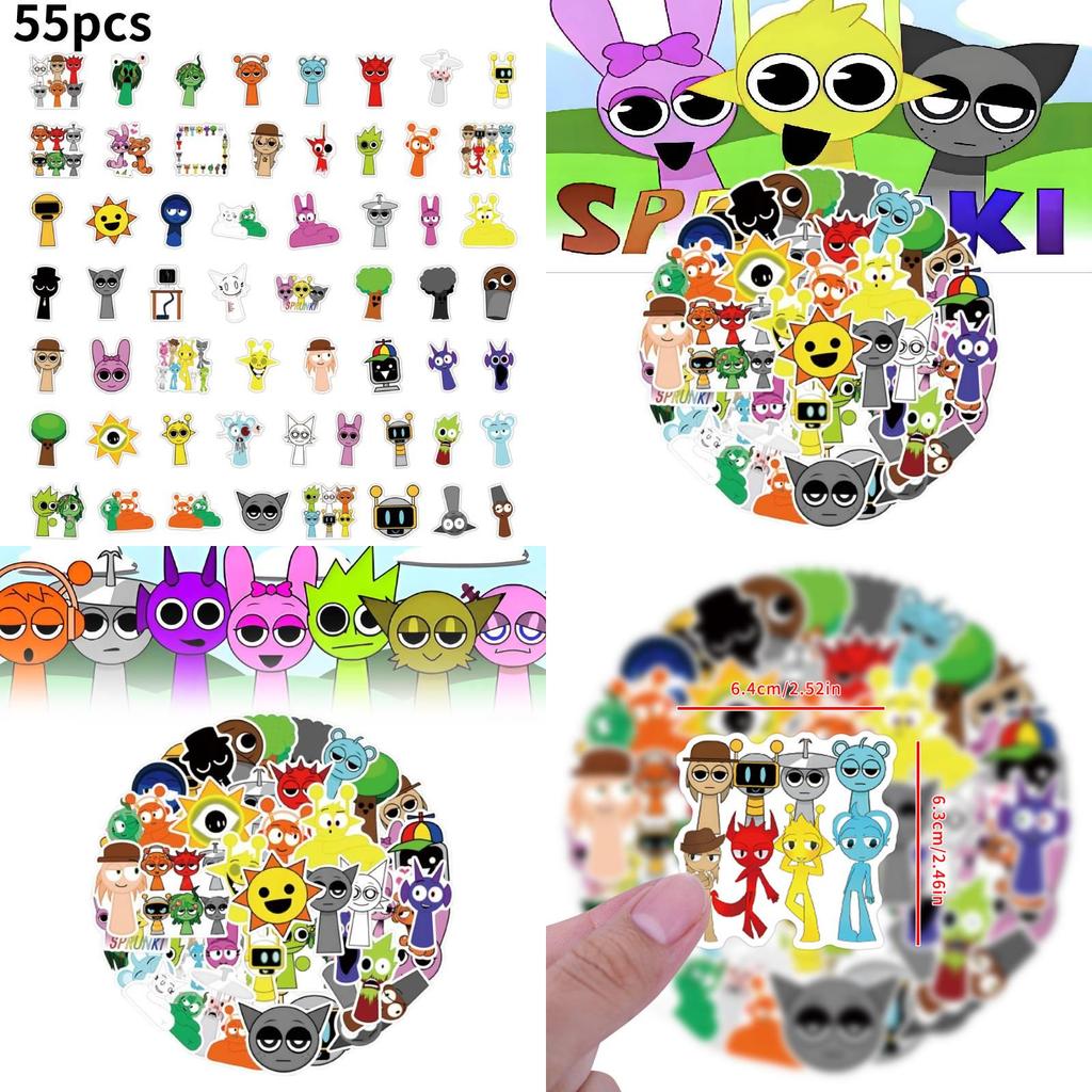 55 шт. Милые водостойкие наклейки Incredibox Sprunki для креативного украшения