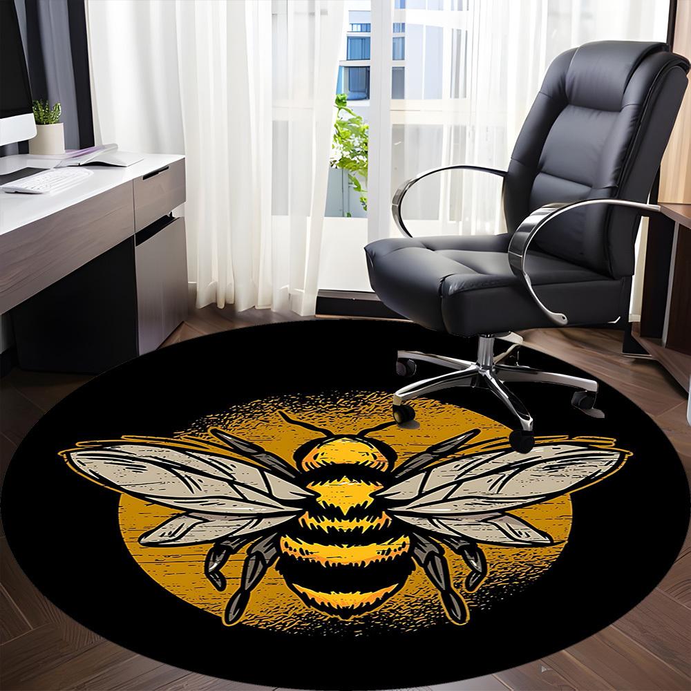 1pc Bee Honey Office Round Area Rug,  Mat Suitable For Office, Under Office Chairs Bedroom Living Room Home Decor, Room Deco