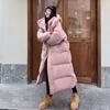 Winter Warm Pink Hooded Long Women Parkas Thick Cotton Padded Windproof Parcas Overcoat Casual Loose Snow Wear Oversize Bread Jacket Cotton Jacket