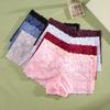 FINETOO 3Pcs Women's Sexy Lace Floral Perspective Boyshorts Solid Color Hollow Out Boxer Panties Female Breathable Transparent Lingerie