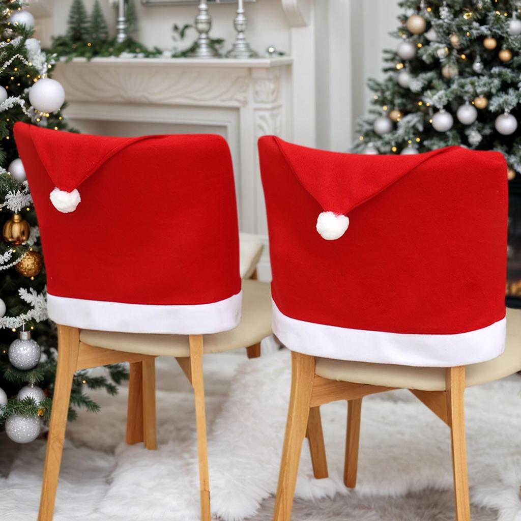 Red Flannel Chair Cover for Christmas Dining Table Decor