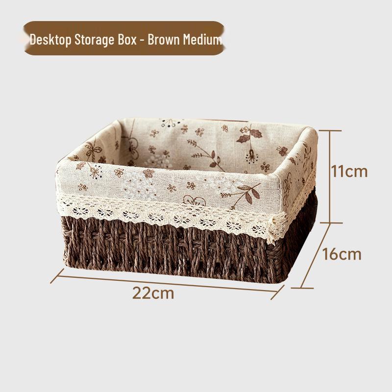 Desktop Storage Basket for Keys, Snacks, Sundries, & Cosmetics - Imitation Rattan Coffee Table Organizer