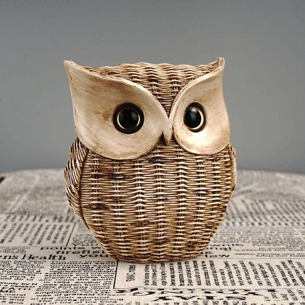 Retro Owl Crafts Animal Ornaments Home Living Room Desktop TV Cabinet Resin Crafts Decoration