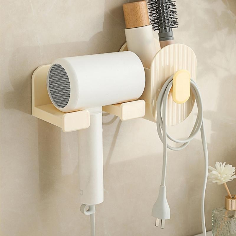 Adhesive Bathroom Hair Dryer Holder Vanities Storage Station For Styling Tools Makeup Accessories Easy Installation