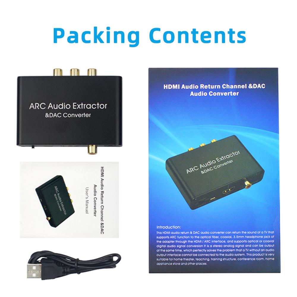 Аудиоадаптер ARC 192 кГц HD Audio Extractor Цифро-аналоговый аудиоконвертер DAC SPDIF Коаксиальный RCA