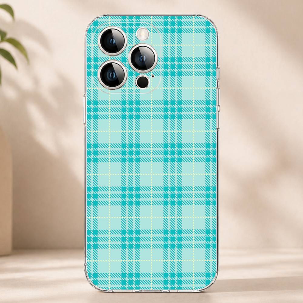 Прозрачный чехол Block Match Plaid для iPhone 17 16 Pro Plus Air 16E 15 14 13 12 11 Max Mini
