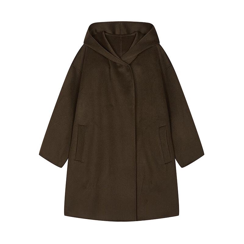 Женское пальто с капюшоном из смесовой шерсти и кашемира JNBY, Зима 2025