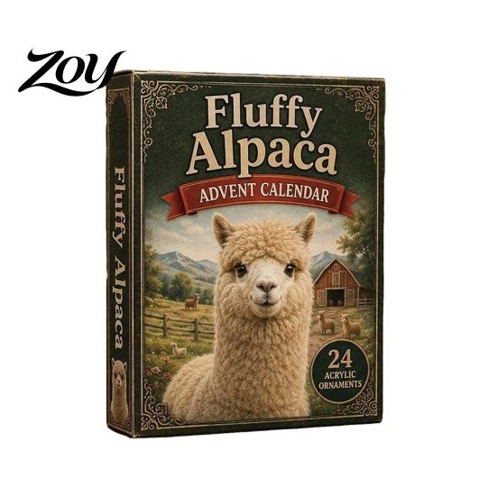 Interactive Unboxing Set Alpaca Advent Calendar 2026, 24-Day Christmas Countdown with 24 2D Acrylic Collectible Holiday Ornaments Ornaments,