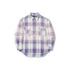 Li Ning X Pleasures Collaboration Skate Series Gradient Plaid Single-Breasted Long Sleeve Shirt Men Shirts Ultraviolet Forget-Me-Not-Blue ASHT523-2