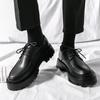 Men Streetwear Business Casual Thick Platform Black Leather Wedding Loafers Shoes Harajuku Korean Man Leather Shoes