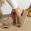 Large Size Women's Slope Heel Sandals New Thick Bottom Slope Heel Retro Women's Sandals Slippers