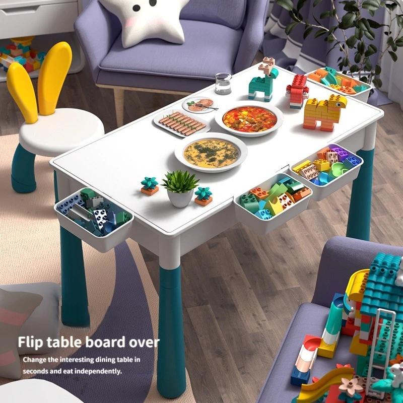 ToylinX Детский стол для конструирования с блоками и набор стульев, детский стол для занятий, стол для конструирования, игрушка в подарок для малышей
