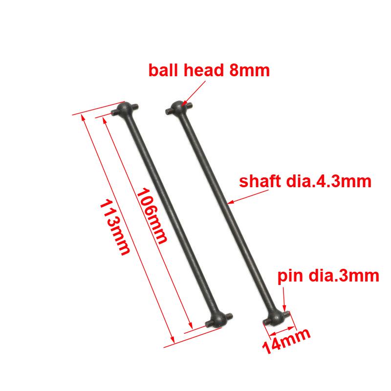 2PCS 1/8 Scale RC Car Dog-bone Drive Shaft 80.5/88/91/94/95/100/106/132/139.5mm Wheels Transmission Axle Linkage