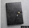 Business A6 Leather Binder Notebook Spiral Style with Saddle Stitching Blank and Lined Pages Bandage Pocket Notepad