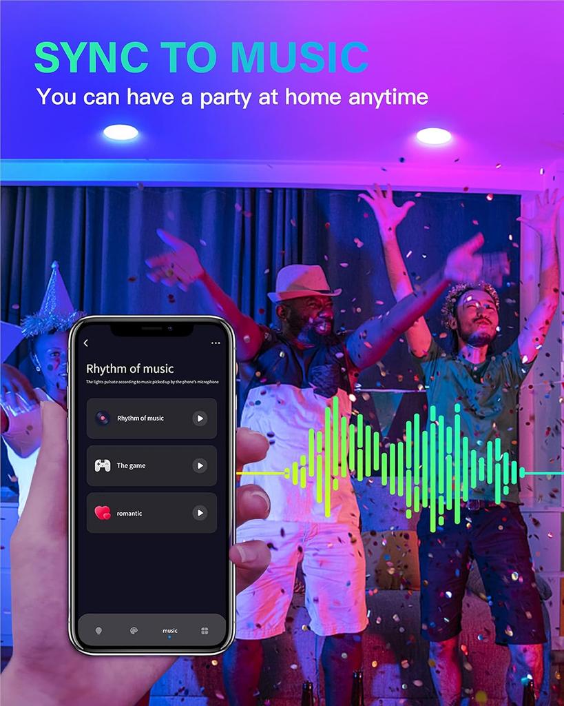 1-10 шт. Умный светодиодный точечный светильник WiFi Bliling Лампа RGB Лампа Управление через приложение Удаленное управление Изменяющий цвет свет для Google Alexa Home