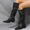 Women Long Boots New Women's Boots Fashion Pointed Toe Knee-high Boots Comfortable Mid Heel Slip On Female Shoes Boot