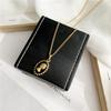 Black Enamel Baroque Necklace with Medium-Length 18K Gold-Plated Titanium Steel Chain