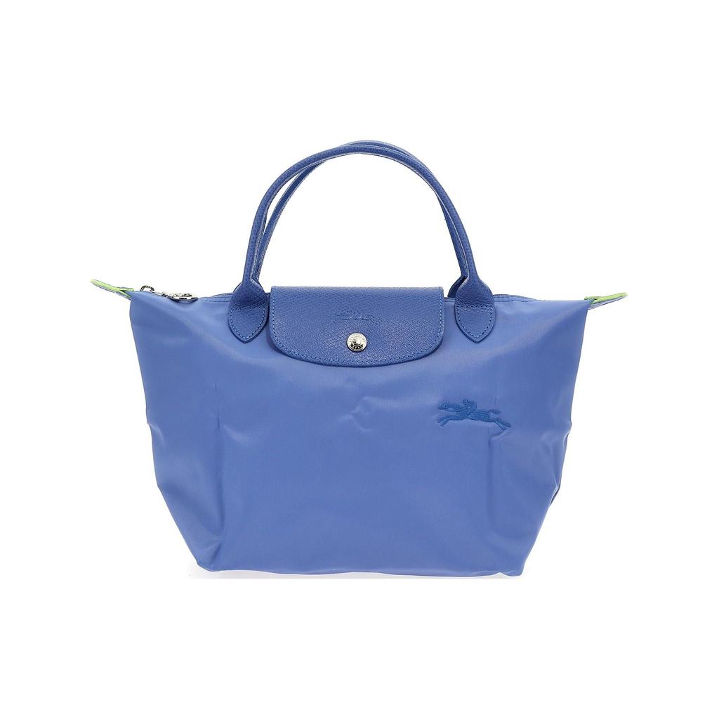 Longchamp Le Pliage Green Однотонная с кнопкой Складная отделка Холщовая сумка-тоут из переработанного материала Маленькие женские сумки-тоут Синий василек L1621919P82