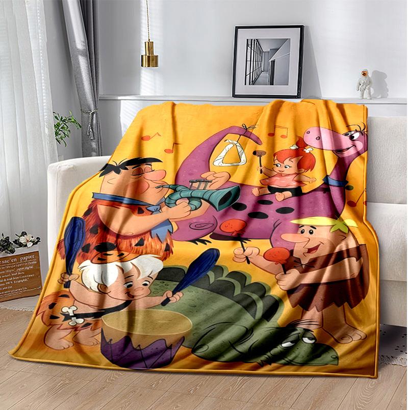 Flintstones Flannel Blanket Soft Warm All-Season Throw, Design for Camping, Car Travel, Hiking Sofa, Bed, Office Perfect Gift for Parties