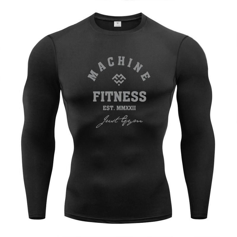 Muscleguys Мужские футболки с длинным рукавом для бега Machine Fitness, осенние, не мнущиеся, с круглым вырезом, для тренировок в зале, облегающие, подчеркивающие мышцы, легкие