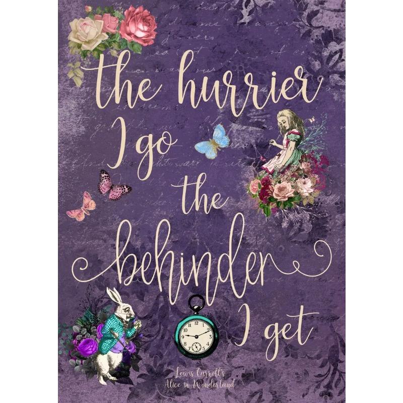 Cartoon Retro Colored Alice In Wonderland Inspirational Quote Poster Canvas Painting Wall Art for Living Room Kids Home Decor