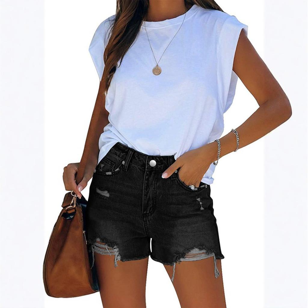 Женские джинсовые классические универсальные модные шорты с высокой талией