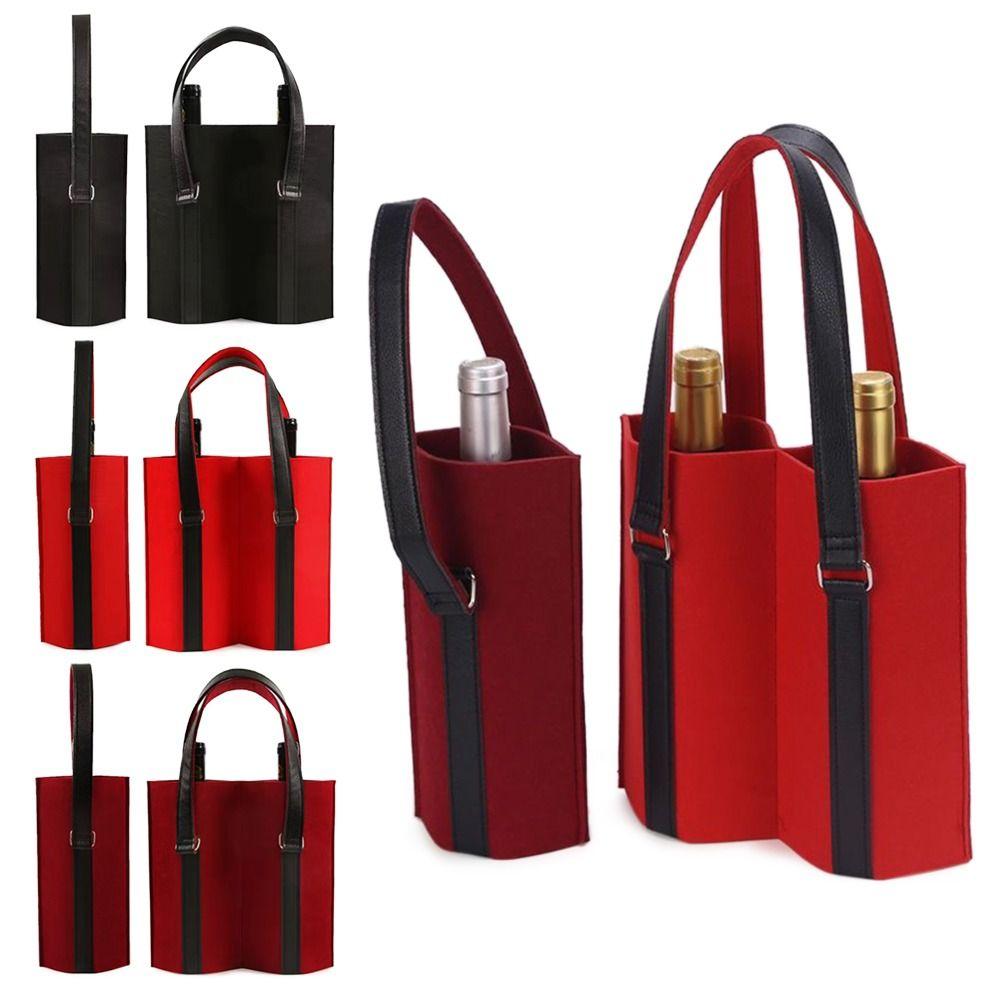 Protable Storage Bag Simple Red Wine Pouch Bottle Carrier Wine Storage Bag Felt Bag