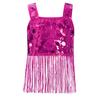 Девочки Танцевальный Кроп-Топ с Широкими Бретелями и Блестящей Бахромой из Пайеток для Джазового Вечернего Выступления