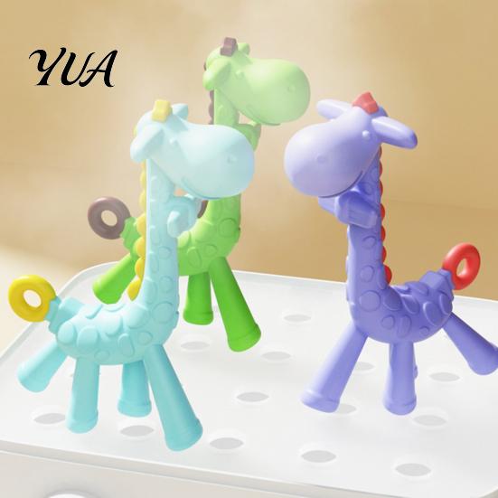 Essential Baby Shower Gift Giraffe Teething Toy for Infants, Food-Grade Silicone Chew Stick Gum Relief, Infant Massage Soother BPA-Free