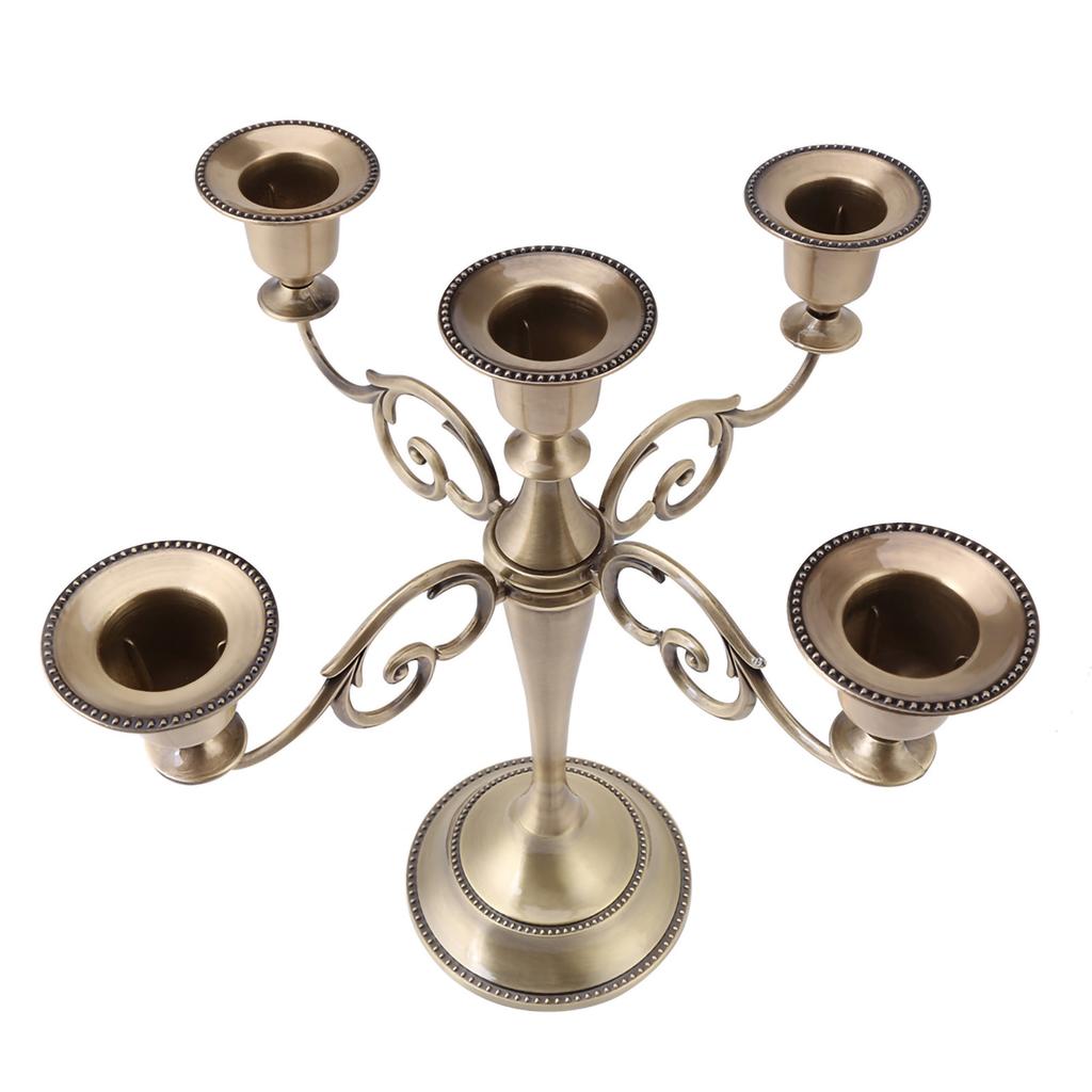 5 Arms Alloy Candle Holder European Style Candelabra Wedding Candlestick Home Decor Bronze