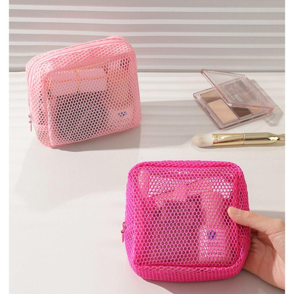 Small Capacity Lipstick Key Storage Pouch Mesh Zipper Coin Purse Portable Cosmetic Bag