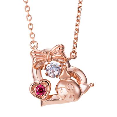 Ожерелье Kuromi Dancing Stone с подвеской в виде сердца Sanrio Pink [White Clover] SAKU-N052PG для женщин