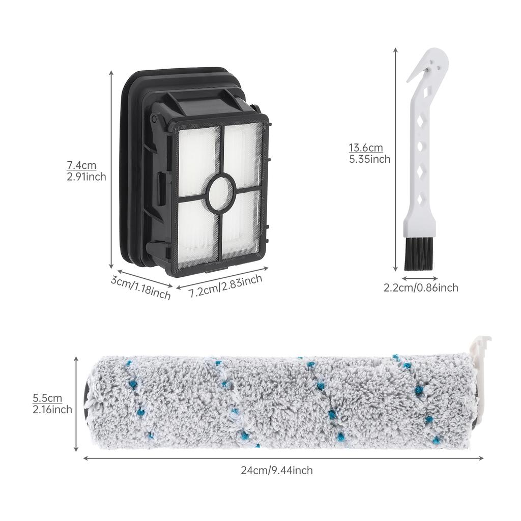 4 Pcs Reusable Multi Surface Brush Rolls and Vacuum Filter Fit for Bissell 2554A / 2765Z / 2767Z with Cleaning Brush, Washable Cleaning Tool